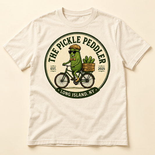 The Pickle Peddler tee — design mockup