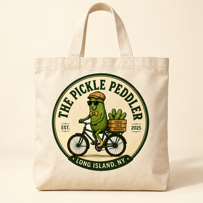 The Pickle Peddler tote — design mockup
